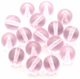 16pc 8mm Czech Pressed Glass Druk Round Beads, Transparent Pink