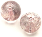 2pc 12mm Czech Pressed Glass Druk Round Beads, Crystal Crackle w/Violet Gold Luster
