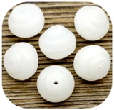 6pc 10x9mm Czech Glass Baroque Snail Swirl Bead, White Opal