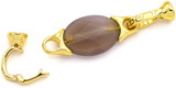 42x10mm 18k Gold-Plated Brass & Gray Agate Faceted Oval Double Fold-Over Clasp
