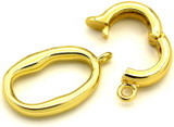 30x12mm 18k Gold-Plated Brass Ring & Oval Fold-Over Clasp