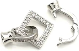 27x14mm Platinum-Plated Brass & Cubic Zirconia Square Double Fold-Over Clasp