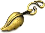 33x13mm (w/17x10mm Swirled Hook) Leaf Hook & Eye Clasp, Antique Bronze
