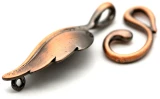 33x13mm (w/17x10mm Swirled Hook) Brass Leaf Hook & Eye Clasp, Antique Copper