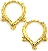 2pc (1 Pair) 17x14mm 18k Gold-Plated Brass Teardrop Hinged Earring Findings