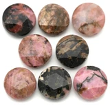 8pc 12mm Rhodonite Faceted Coin Beads