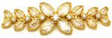 50x15mm 18k Gold-Plated Brass & Cubic Zirconia Articulated Flower & Leaf Focal Link