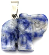 1pc 24x20mm Blue Spot Jasper Carved Elephant Pendant (See Photos for Variation)