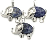 1pc 37x29mm Blue Spot Jasper Elephant Pendant