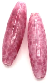 Approx. 40x12mm Lampwork Glass Cylinder Bead, Dotted Pink