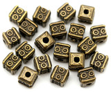 20pc 5mm Patterned Cube Spacer Beads, Antique Bronze