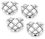 4pc 12x10mm Rope-Accent Puffed Heart Beads, Antique Silver