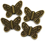 4pc 14x10mm Butterfly Spacer Beads, Antique Bronze