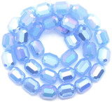 Approx. 10.5" Strand 8x6mm Crystal Faceted Barrel Beads, Jade Cornflower AB