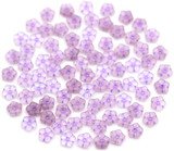 Approx. 5-Gram Bag of 5mm Czech Pressed Glass Forget-Me-Not Spacer Beads, Crystal Swirl w/Violet Wash