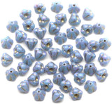 Approx. 10-Gram Bag of 6x4mm Czech Pressed Glass Baby Bell Flower Beads, Aqua Opal w/Gold Wash & Pebbled Lila