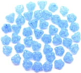 Approx. 10-Gram Bag of 6x4mm Czech Pressed Glass Baby Bell Flower Beads, Crystal w/Pebbled Blue