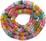 Approx. 15.5" Strand 4x2mm Malaysia "Jade" (Dyed Quartz) Heishe Beads in Frosted Bright Mix