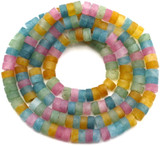 Approx. 15" Strand 4x2mm Malaysia "Jade" (Dyed Quartz) Heishe Beads in Frosted Pastel Mix