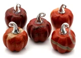 18x26mm Red Jasper Carved Pumpkin Pendant, Silver
