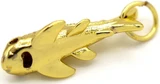 15x6mm 18k Gold-Plated Brass & Cubic Zirconia Shark Charm