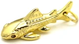15x6mm 18k Gold-Plated Brass & Cubic Zirconia Shark Charm