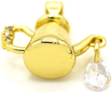 29x17mm 18k Gold-Plated Brass & Cubic Zirconia Watering Can Pendant