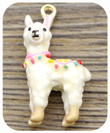 25x13mm Enameled Alpaca Charm, Tan/White/Gold