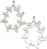 2pc 35x27mm Stainless Steel Laser-Cut Branch Teardrop Charms