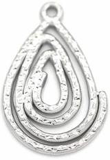 29x19mm Stainless Steel Hammered Spiral Teardrop Charm