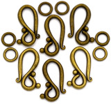 6pc 12x20mm (7.5mm Eye) Dotted Hook & Eye Clasps, Antique Bronze