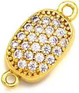 17x8mm 18k Gold-Plated Brass & Cubic Zirconia Oval Bayonet Box Clasp