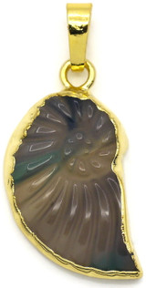 1pc Approx. 30mm Carved Blue Agate Nautilus Pendant