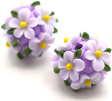 Approx. 22mm Handmade Floral Round Clay Bead, Lavender