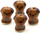 2pc 17x14mm Porcelain Dog Beads, Brown