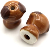 2pc 17x14mm Porcelain Dog Beads, Brown