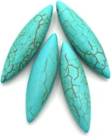 4pc 31x8mm Synthetic Turquoise (Man-Made) Marquise Pendants, Blue