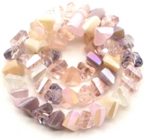 Approx. 7" Strand 6x4mm Crystal Faceted Triangle Beads, Lavender & Pink Mix