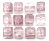 12pc 7mm Czech Pressed Glass Cube Beads, Roseline & White Swirl