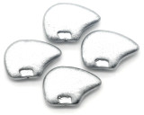 4pc 12mm Czech Pressed Glass Polar Bear Beads, Crystal w/Metallic Silver