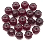 20pc 9x6mm Czech Fire-Polished Glass Faceted Donut Rondelle Beads, Garnet