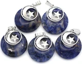 32x28mm Brass & Sodalite Donut Pendant w/Moon & Star Accent