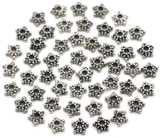 50pc 5.5mm Bumpy Star Bead Caps in Antique Silver