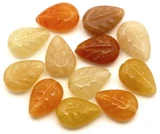 6pc Approx. 12x9mm Red Aventurine Carved Leaf Beads