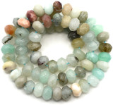 Approx. 14" Strand 8x5mm "Malaysia Jade" Quartz (Dyed) Faceted Rondelle Beads, Seafoam Mix