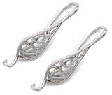 2pc (1 Pair) 25x6mm Brass Earwires w/Filigree-Accent, Silver
