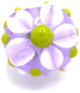 Approx. 13mm Lampwork Glass Bumpy Floral Round Bead, Lavender/Lime