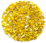 Approx. 17-Gram Bag of 2-4mm Glass Multi-Color Seed Beads, Yellow Mix