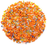 Approx. 17-Gram Bag of 2-4mm Glass Multi-Color Seed Beads, Orange Mix