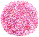Approx. 17-Gram Bag of 2-4mm Glass Multi-Color Seed Beads, Coral Pink Mix